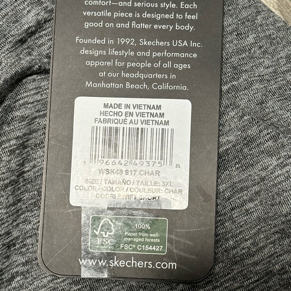 Women’s Skechers 3XL 24 - 26 Drawstring Skort Skirt Woven Gray Activewear NWT - Picture 8 of 10